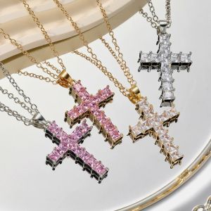2026 New Fashion Necklaces Pendants Gold Multi Color Crystal Jesus Cross Pendant for Women Necklace Party Leisure Time Jewelry