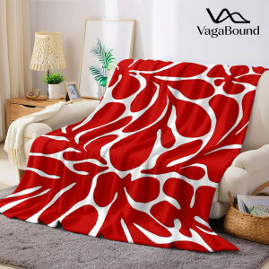 red matisse flower Flannel Blanket Warm Soft Halloween Christmas Decorative Couch Warm Cozy All-Season Gift