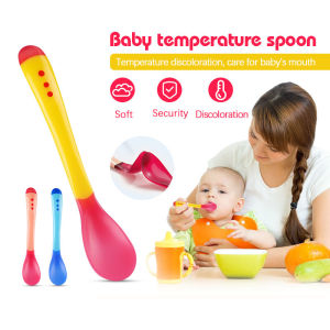 Thìa báo nóng silicone siêu mềm cho bé ăn dặmchất liệu an toàn-giúp bé ăn ngoan
