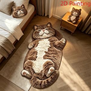 VIKAMA Cute Tiger-Print Cat Rug Fun Bedroom Side Cushion Soft Washable Living Room Sofa Cushion Home Decoration