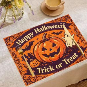 VIKAMA 2/4/6pcs Halloween Meal Mat Pumpkin Head Wizard Skeleton Witch Ghost Owl Bat Table Mat Desktop Decoration