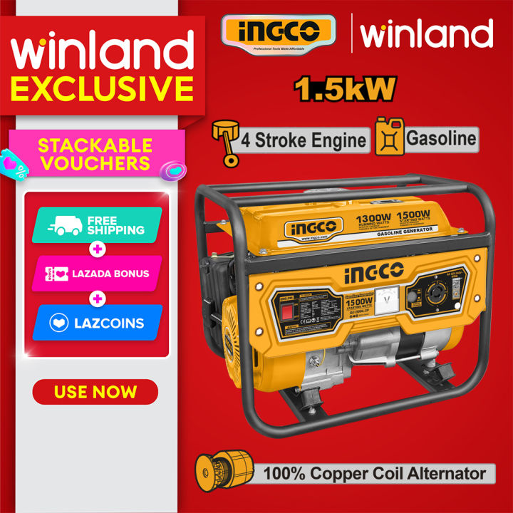 Mini Generator Inco Ingco by Winland 3.5HP | 1500W/1300W Gasoline Generator GE15006-5P ING ...