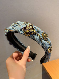 เครื่องประดับผมสไตล์เกาหลี รัดผมทรงผมสไตล์เดนิม หรูหรา สไตล์ย้อนยุค แฟชั่นฤดูร้อน รัดผมสไตล์ไฮเอนด์ เครื่องประดับผมสำหรับผู้หญิง