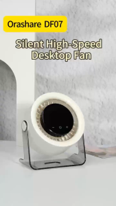 Orashare DF07 Small High Speed Desk Fan 100 Speed Wind Cooling Quiet 3000mAh Rechargeable Table Fan With LED Digital Display