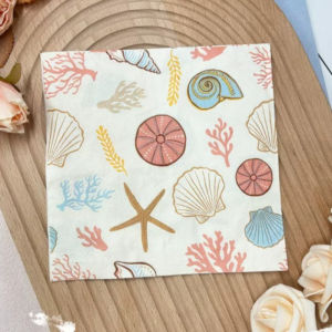20pcs 33*33cm 2Ply Ocean Themed Colorful Napkins Cartoon Shell Sea Star Conch Party Atmosphere Decoration DIY Decoupage Paper