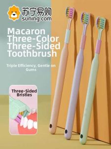 360° Cleaning Toothbrush Family Pack Adult Three-Sided Soft Bristle Tongue Scraper No Dead Angles Three-Headed Brush