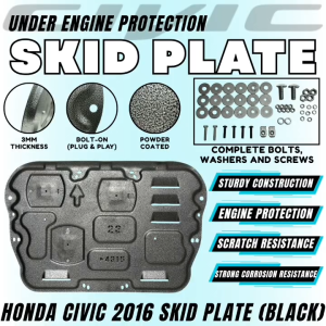 GECA SKID PLATE COVER HONDA CIVIC 2016 BLACK (12429)