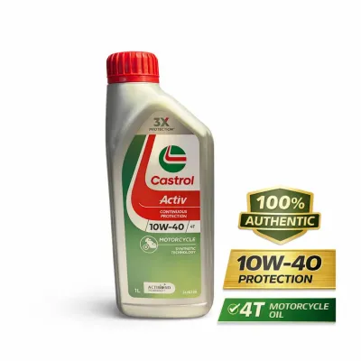 Castrol Activ 4T 10W40 Motorcycle Engine Oil 1L – Synthetic Technology 4 Stroke Motorbike Oil | Smooth Engine Protection