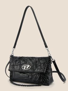 กระเป๋าสะพายข้างผู้หญิงแบบมีสายรัดทรงสี่เหลี่ยมแบนพับได้ ปิดด้วยแม่เหล็ก ทรงสี่เหลี่ยม สีพื้น วัสดุ PU ขนาดกลาง กระเป๋าสะพายข้างแบบสะพายข้าง