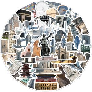 65PCS World Famous Architecture Tourism Graffiti Stickers For Laptop Luggage Phone Scrapbook Decal