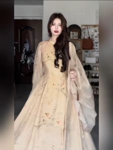 Plus Size Retro New Chinese Style Shoulder Digging Improved Cheongsam Dress Female Summer Han Chinese Clothing Zen Cardigan Two-Piece Set