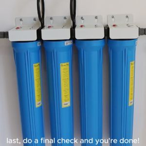 Water Filtration System 4 Stages 20" Slim Type Refillable Deepwell Premium Set Up Complete Set With Gray UPVC Fittings