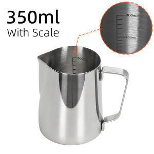 Coffee Milk Frothing Pitcher Stainless Steel Milk Frothing Jug Latte Art Milk Frother Pitcher with Scale Milk Jugs Barista Coffe