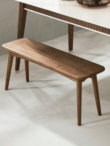 YUANSHI YUANSU | Solid Black Walnut Wood Modern Nordic Long Bench