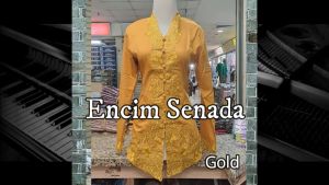 Kebaya Encim Lengan Panjang Bordir Senada Atasan dan stelan Rok Tumpal Pucuk rebung Betawi Jumbo