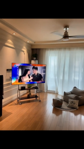 32–75-inch Mobile TV Floor Stand (50 kg Capacity) with Silent Casters and Perforated Panel Storage