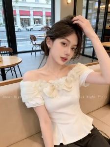 La Chapelle | Áo Blouse Trắng Elegance Pháp Dáng Suông Tay Bồng