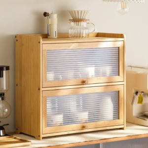 KIMDELIN Cabinet 1/2/3 Layers Bamboo Storage Cabinet Kitchen Cabinet Organizer Save Space