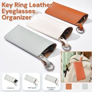 Convenient Key Ring Leather Eyeglasses Organizer Eyeglass Case Eye Glasses Bag Sunglasses Case Protable Glasses Box Spectacle Case