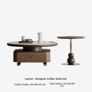 Tide leader | Movable Walnut Round Coffee Table