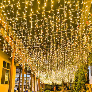Solar Curtain Lights Outdoor: 8 Mode 120 LED Solar String Lights for Pool, Glass Fence, Handrail, Railing, Eaves, Wall, Pavilion, Wedding Arch Decoration - Waterproof