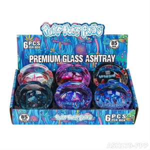 ที่ทิ้งก้นบุหรี่ ที่เขี่ยบุหรี่แก้วคริสตัล ที่เขี่ยบุหรี่แก้วทรงกลม จัดส่งจากประเทศไทย ลายการ์ตูน ลายเห็ด