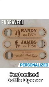 Transfer it Customized/Personalized Engraved Wooden Bottle opener Name & year Design