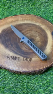 มีดพับใบคมปลายเรียว ด้ามจับสแตนเลสแต่งลายเคปล่า แคมปิ้งเดินป่าพกพาสะดวกมีคลิปเหน็บ