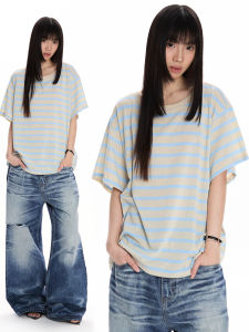 APOCKET | American Retro Stripe Loose Short Sleeve T-shirt