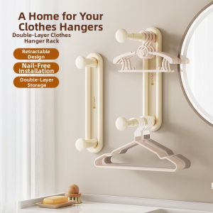 Retractable No-Drill Wall Mounted Hanging Rack