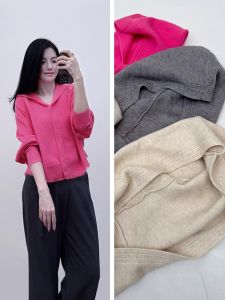 Lush Velvet Knitted Cardigan Loose Fit Thickened Tassel Hooded Autumn Winter plus Size Korean Style Outerwear Warm Short Coat