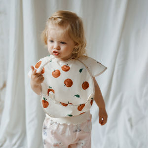OAK FAMILY | Oak Family Baby Bibs Short Sleeve Waterproof Polyester Fiber Artistic Style For Eating At Kindergarten Baby Feeding Apron
