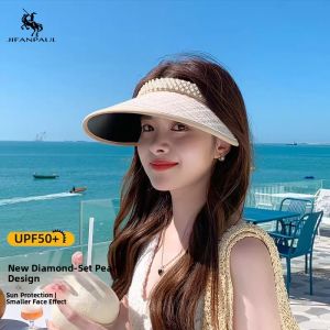 Pearl Top Hat Black Vinyl Wide Brim Sun Hat