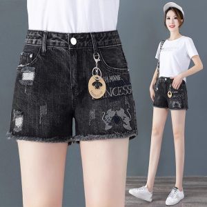 High Waist Short Jeans Womens Summer Slimming Denim Pants Casual Wide Leg Pants Outerwear Hot Trendy Thin Summer Shorts