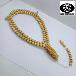 Tasbih kayu kemuning gading kepala ukir naga A346