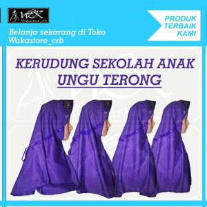 Kerudung sekolah anak Hijab sekolah Ungu Terong TK SD SMP SMA DEWASA serut renda samping astri