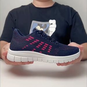 Women Korean White Rubber Running Shoes Breathable Mesh Round Toe Sneakers Fashion Lace Up Shoes Shoes for Women