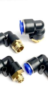 Co Nối Nhanh PL Đầu Nối Co Ren Ngoài 9.6 13 17 21 Nối Nhanh Cắm Ống Phi 4 6 8 10 12mm