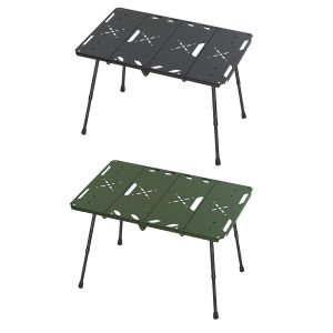 [Auto Vktech] 4-Fold Aluminum Alloy Collapsible Camping Table with Storage Bag Portable Folding Picnic Table for Outdoor Picnic BBQ