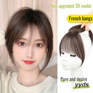 Fake Bangs French Air Bangs Wig Female Full Real Hair Hair Enhancement Natural Forehead Invisible No Trace Bangs Wig Piece法式空气假刘海