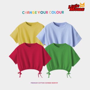atasan baju kaos Croptee anak tali pinggang usia 1-10 th