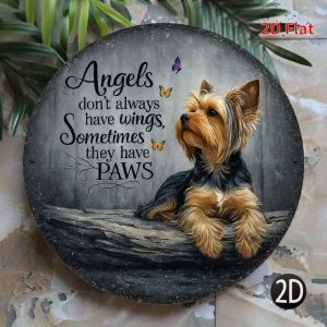 Pet Memorial Plaque - Yorkshire Terrier with Paw Print - Decoration for Homes- Birthday/Memorial Gift-Decoration for Pet Lovers
