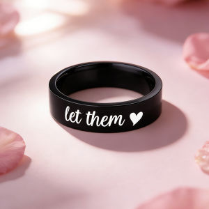 Classic Let Them Heart Engraved Ring Premium Stainless Steel Material Casual Wear Jewelry Ideal Gift For Men Women