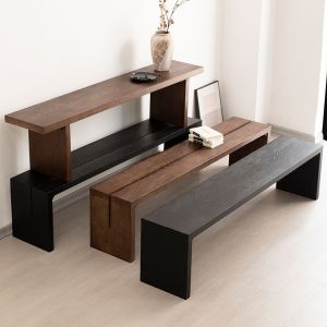Modern Light Luxury Solid Wood Long Bench Walnut