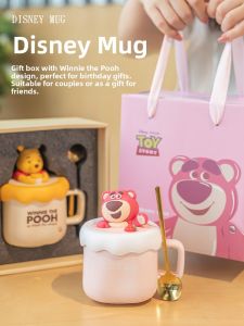 Disney Strawberry Bear Ceramic Mugs Cute Birthday Gift for Women Best Friend Companion Box Cup Male Female Universal Space