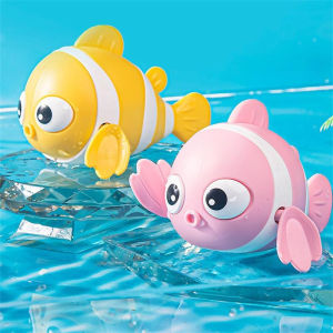 CANAMEK Cute Clownfish Clockwork Wind-up Childrens Bath Toys Toddlers Chain Swim Baby Bathe Toy Cute Animal Appease Water Toy Kids Gift