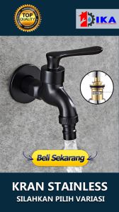 KRAN AIR TEMBOK KUALITAS BAGUS STAINLESS NIKEL JANTUNG KUNINGAN ( FILTER KOTORAN & SELANG TAMAN MESIN CUCI)