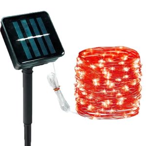 พลังงานแสงอาทิตย์ Festoon LED ทองแดงสายไฟ String งานแต่งงานสวนตกแต่งฤดูร้อน 8 โหมดพลังงานแสงอาทิตย์ Garland โคมไฟตกแต่งห้องพักหน้าแรก