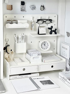 Cute Hole Board Organizer Rack Desktop Storage Shelf Student Study Desk Pen Holder Female Version High Aesthetic Value