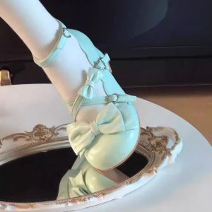 Polique Cocoa Star Akari Cute Lolita Sweet Bow Knot Versatile mid Heel Single Shoes Adorable Match All Loafers